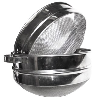 Siebe für Honig, doppelt, rostfrei, mit Griffen, konvex